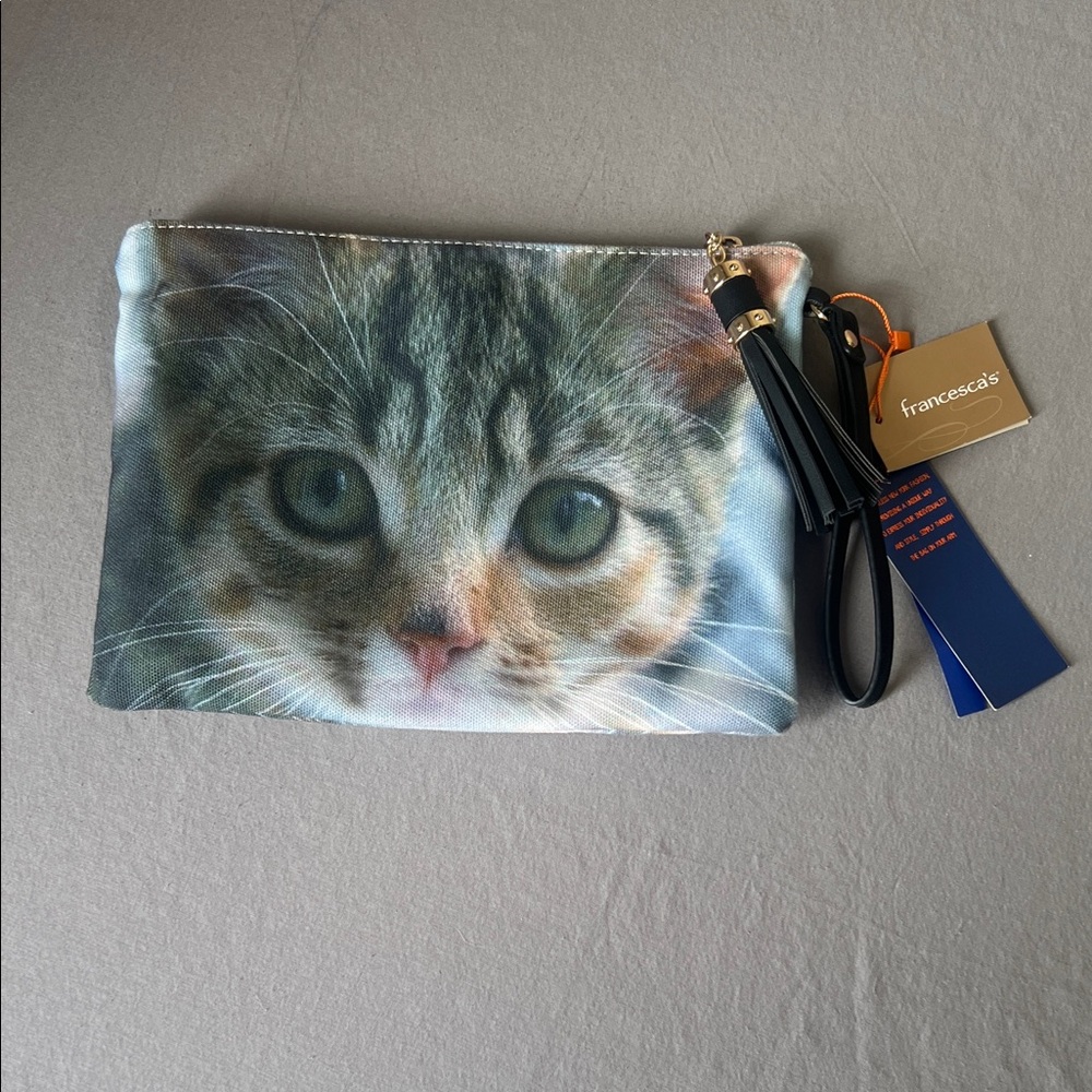 Francesca's Collections Cat Face Pouch - Brown and Cream